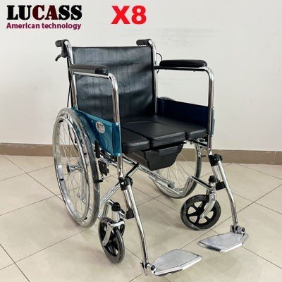  Xe lăn có bô vệ sinh Lucass X8 thế hệ mới có phanh tay